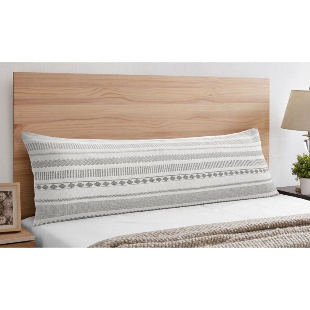 Boho Geometric Jacquard Body Pillow Cover 54x20 Grey/Ivory/Black/White